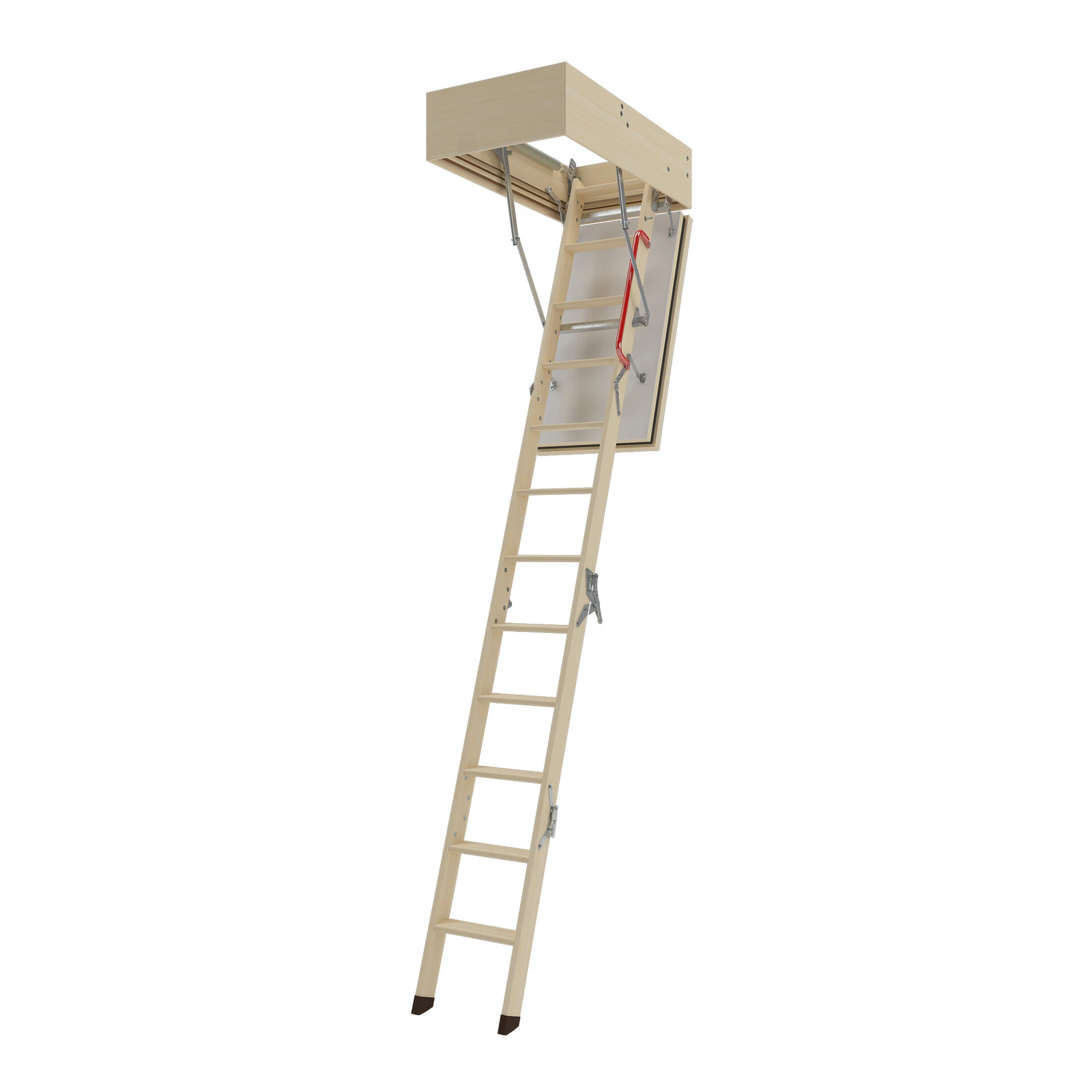 Drewniane schody strychowe ognioodporne z zamkiem 4-segmentowe Fakro LWF60 SL 55X100/280