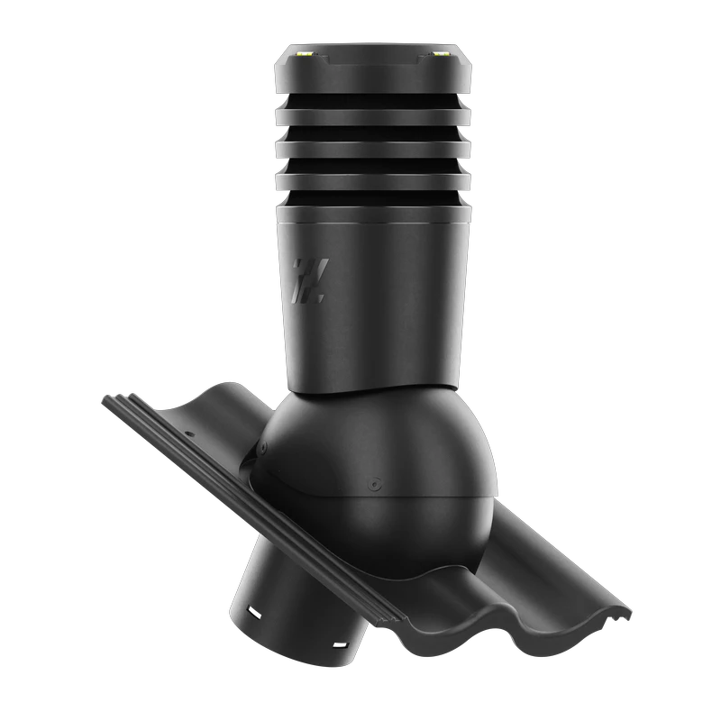EL-150-02-D17 Kominek wentylacyjny Ecoline do dachówki cementowej Palema fi 150mm CZARNY/GRANITOWY