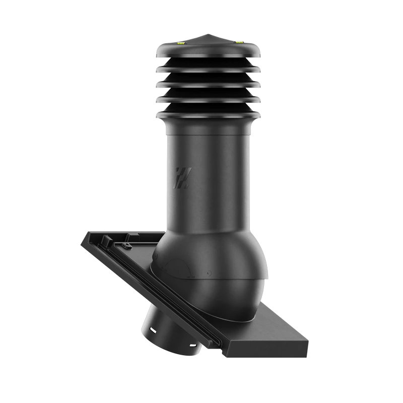 HV-125-02-D09 Kominek wentylacyjny HiVent do dachówki ceramicznej Domino fi 125mm nieocieplony CZARNA MATOWA/GLAZURA