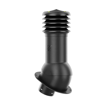 HV-125-02-PI Kominek wentylacyjny HiVent z podstawą płaską i uszczelką butylową profil PI fi 125mm nieocieplony czarny