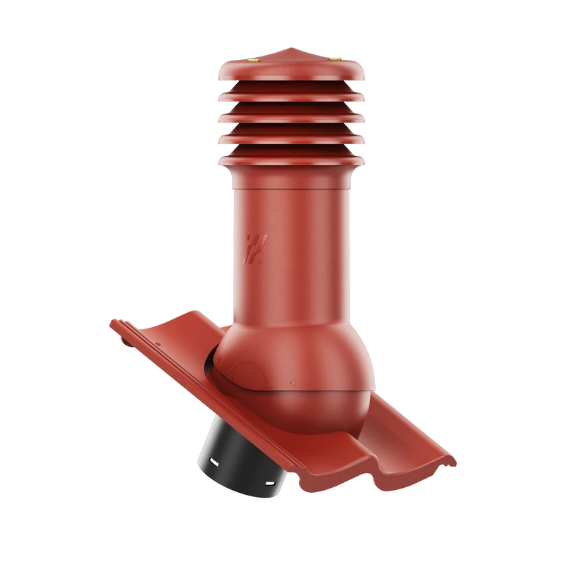 HV-125-04-D14 Kominek wentylacyjny HiVent do dachówki cementowej Goteborg fi 125mm nieocieplony ciemnoczerwony