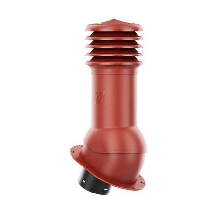 HV-125-04-PI Kominek wentylacyjny HiVent z podstawą płaską i uszczelką butylową profil PI fi 125mm nieocieplony czerwony