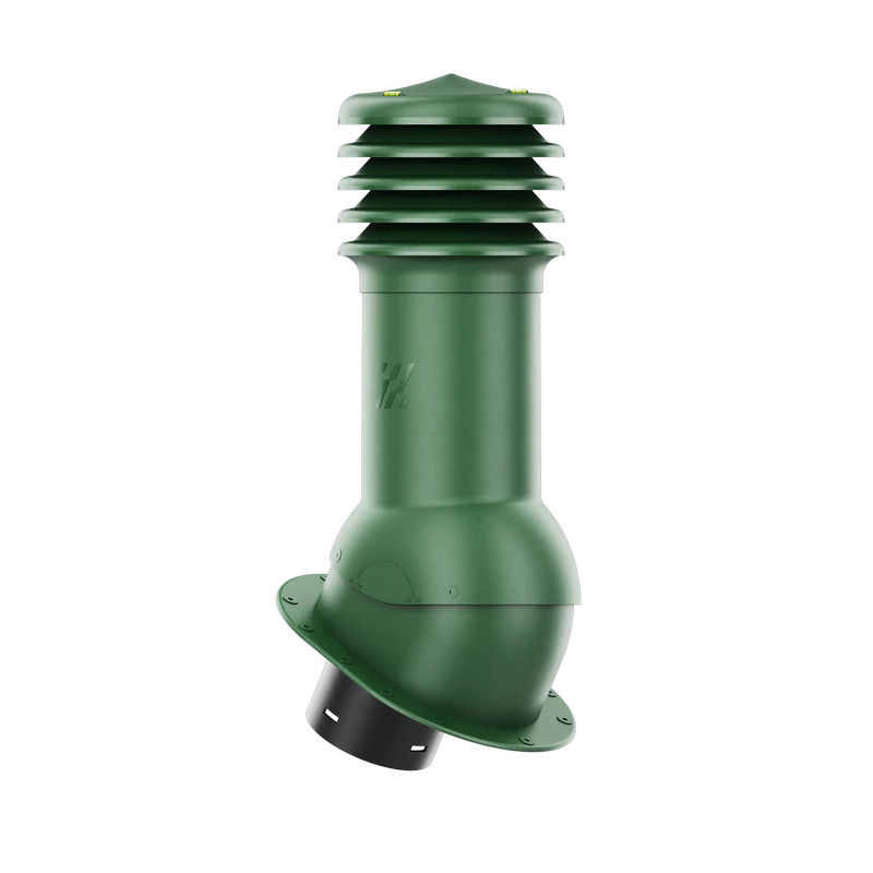 HV-125-05-PI Kominek wentylacyjny HiVent z podstawą płaską i uszczelką butylową profil PI fi 125mm nieocieplony zielony