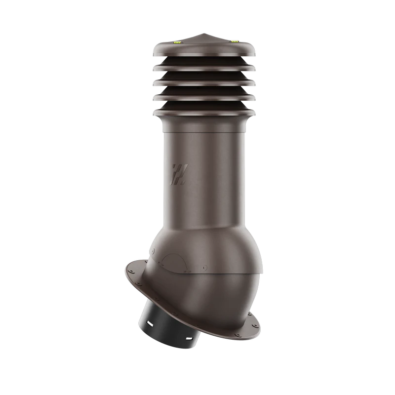 HV-125-07-PI Kominek wentylacyjny HiVent z podstawą płaską i uszczelką butylową profil PI fi 125mm nieocieplony ciemny b
