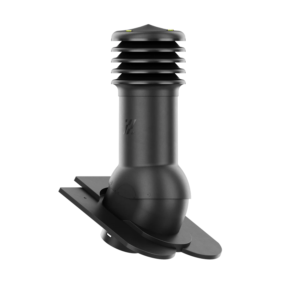 HV-150-02-D11 Kominek wentylacyjny HiVent do dachówki karpiówki krycie w koronkę fi 150mm nieocieplony czarny