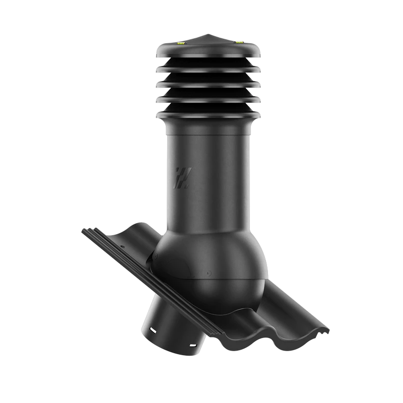 HV-150-02-D15 Kominek wentylacyjny HiVent do dachówki cementowej Celtycka fi 150mm nieocieplony CZARNY