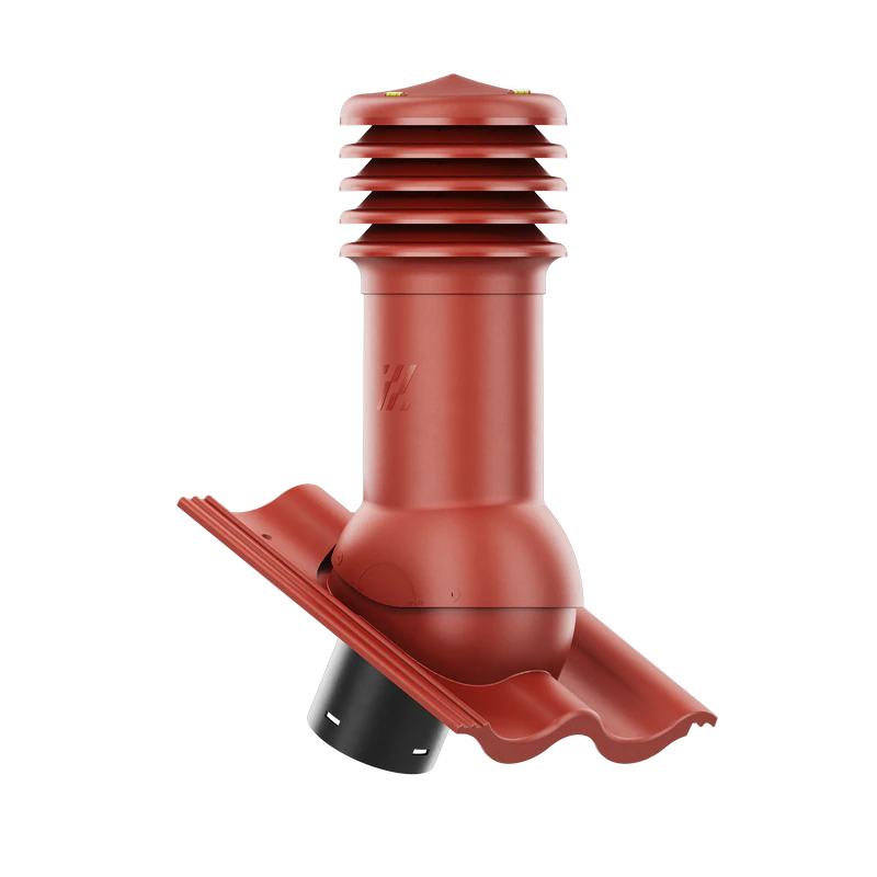 HV-150-04-D34 Kominek wentylacyjny HiVent do dachówki cementowej Sigma fi 150mm nieocieplony CIEMNOCZERWONY