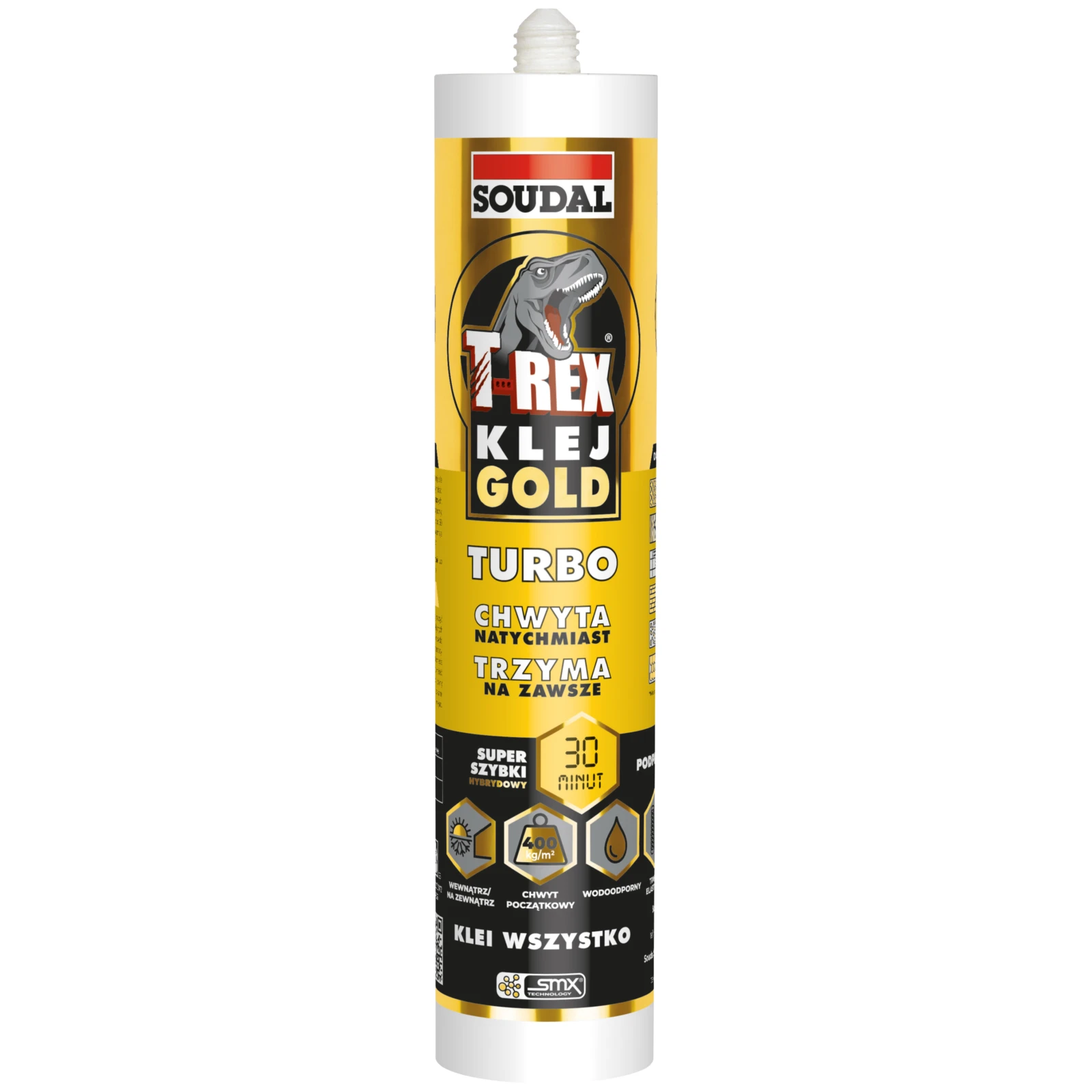 Klej montażowy hybrydowy superszybki mocny SOUDAL T-REX Gold 290 ml