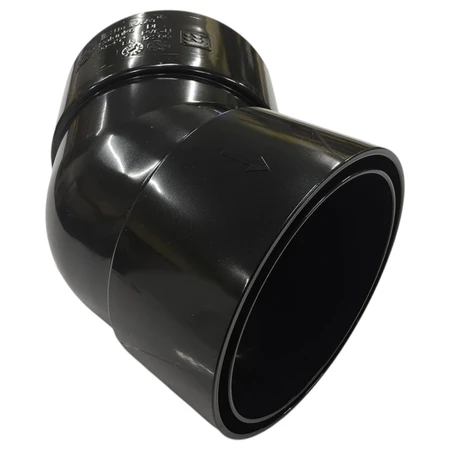 Kolanko do systemu Budmat ProAqua 90 czarne 9005 / 45° dwukielichowe