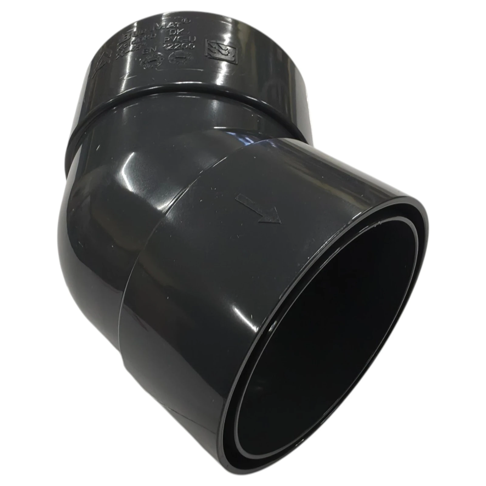 Kolanko do systemu Budmat ProAqua 90 grafitowe 7016 / 45° dwukielichowe