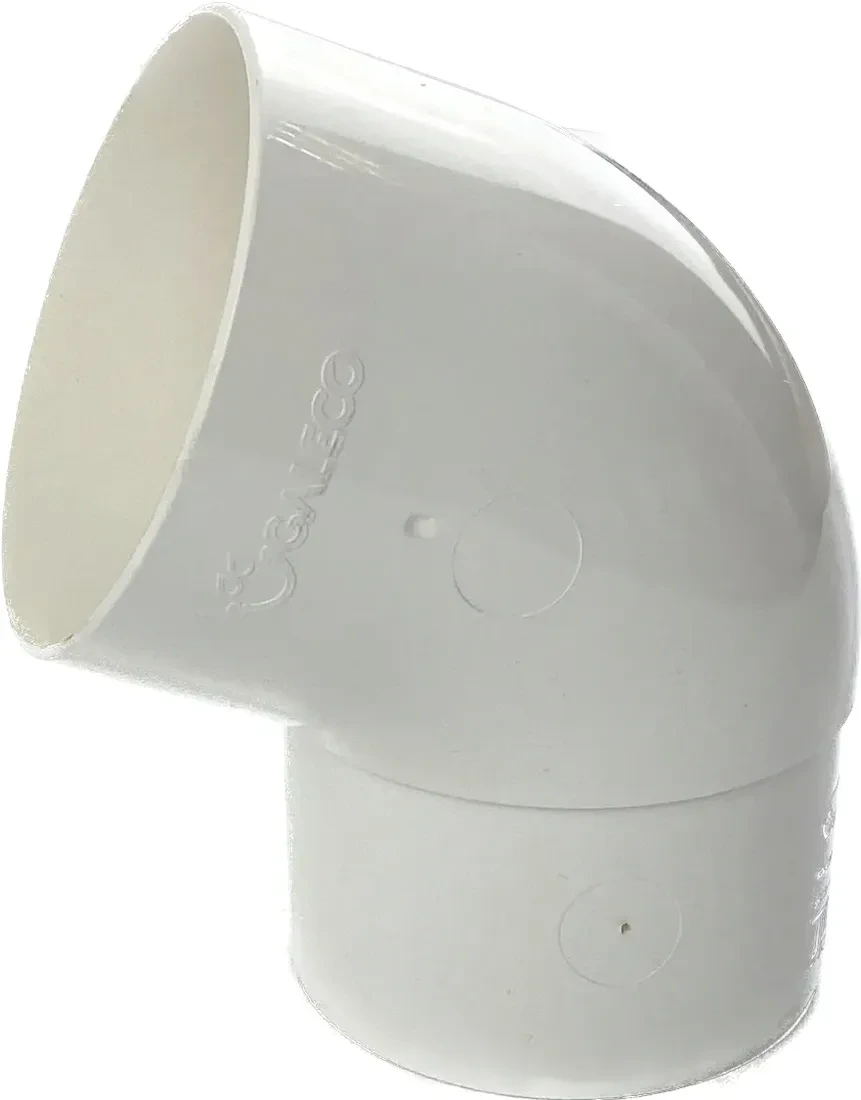 Kolano 67° plastikowe 80 mm Galeco PVC biały RAL9010