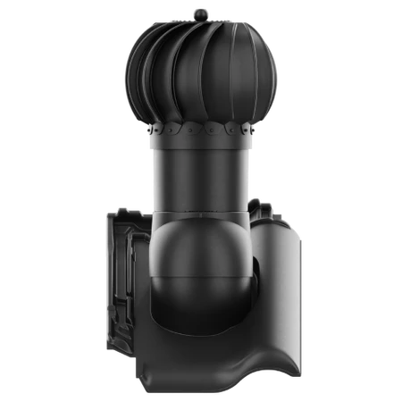 Kominek obrotowy Krono-Plast Rotoline z nasadą kulistą do dachówki ceramicznej titania Czarny RAL 9005
