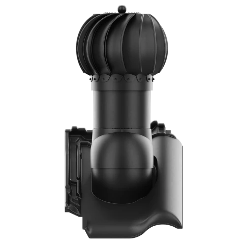 Kominek obrotowy Krono-Plast Rotoline z nasadą kulistą do dachówki ceramicznej titania Czarny RAL 9005