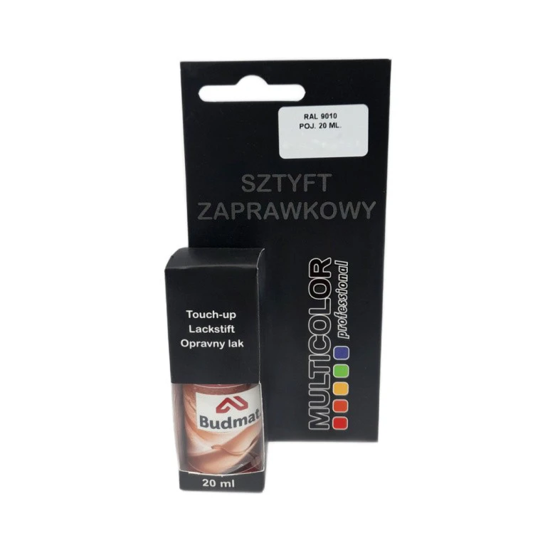 Lakier sztyft zaprawkowy 20 ml biały RAL 9010 Budmat