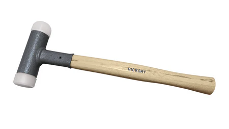 Młotek bezodrzutowy, dwie końcówki nylonowe (płaska + okrągła), 460g