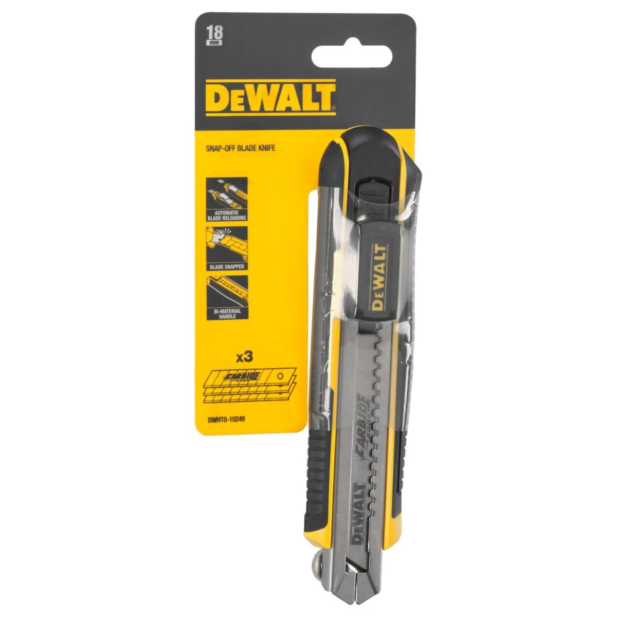 Nóż z ostrzem łamanym DeWalt 18mm DWHT0-10249