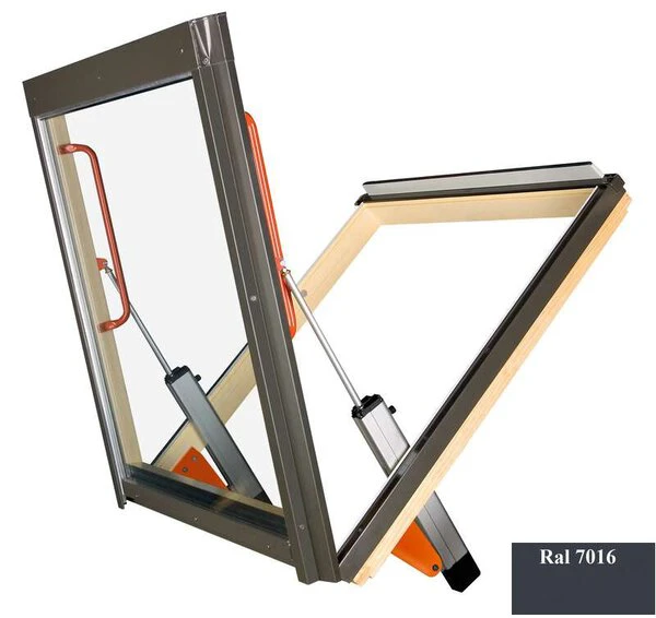 Okno dachowe drewniane oddymiające Fakro FSP P2 RAL 7016 78x140