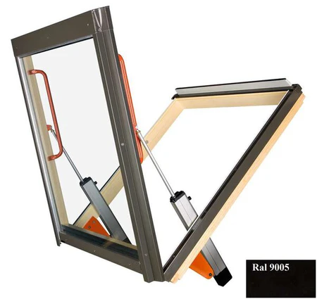 Okno dachowe drewniane oddymiające Fakro FSP P2 RAL 9005 134x98