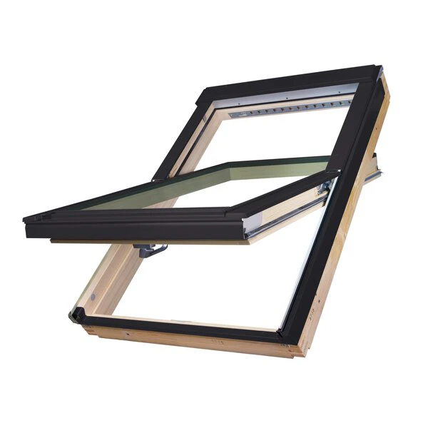 Okno dachowe obrotowe drewniane Fakro FTP-V U4 RAL 9005 FSC 55x78