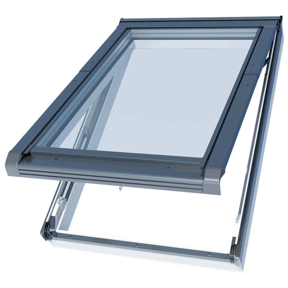 Okno dachowe PVC uchylno-przesuwne 3-szybowe RAL7016 OKPOL IGKV N22 55x98