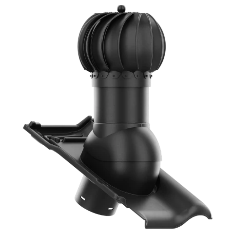 RLK-125-02-D01 Kominek obrotowy Rotoline do dachówki ceramicznej Titania fi 125mm kulisty ANTRACYT ANGOBA/CZARNA GLAZURA