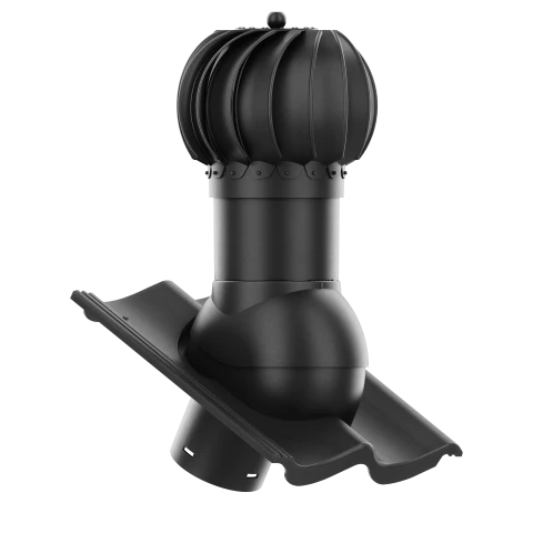 RLK-125-02-D15 Kominek obrotowy Rotoline do dachówki cementowej Celtycka fi 125mm kulisty CZARNY