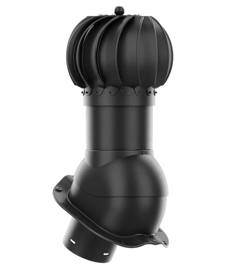 RLK-150-02-PF Kominek obrotowy Rotoline do blachodachówki profil F fi 150mm kulisty czarny