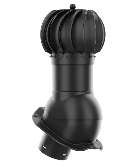 RLK-150-02-PF Kominek obrotowy Rotoline do blachodachówki profil F fi 150mm kulisty czarny