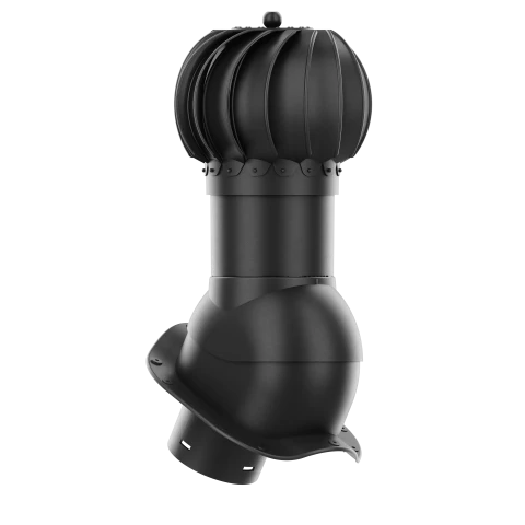 RLK-150-02-PW Kominek obrotowy Rotoline do blachodachówki profil W fi 150mm kulisty czarny