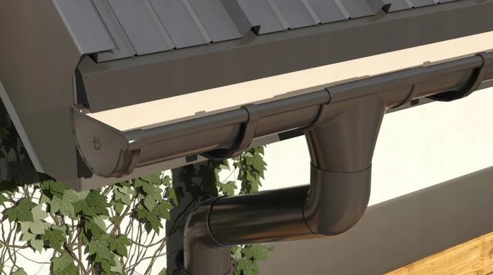 Uchwyt rynny doczołowy GALECO 130 mm PVC-U grafit RAL 7021