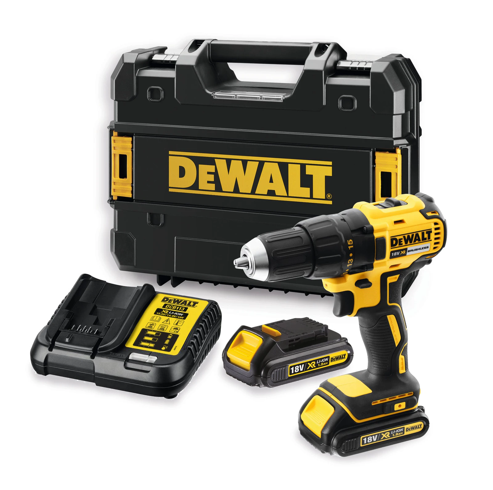 Wiertarko-zakrętarka DeWalt 18v ZESTAW akumulatory 2x1,5Ah DCD777P2T-QW
