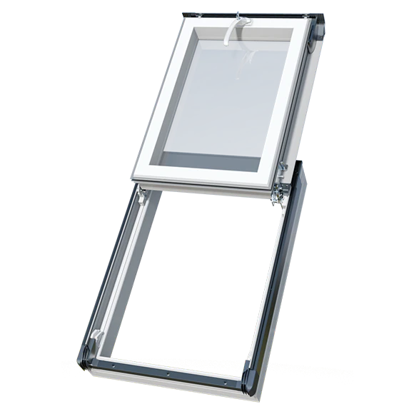 Wyłaz dachowy z PVC biały/RAL 7016 2-szybowy OKPOL IGWX E2 55x78