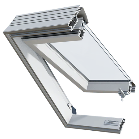 Wyłaz dachowy z PVC biały/RAL 7016 2-szybowy OKPOL IGWX E2 55x78