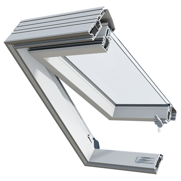 Wyłaz dachowy z PVC biały/RAL 7016 2-szybowy OKPOL IGWX E2 55x78