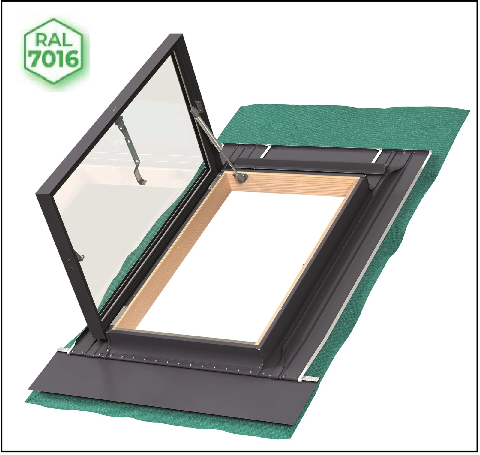 Okno wyłazowe otwierane na bok 46x75 Fakro WGU-X GreenView RAL 7016